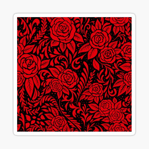 Floral Tile Pattern - Red and Black Sticker