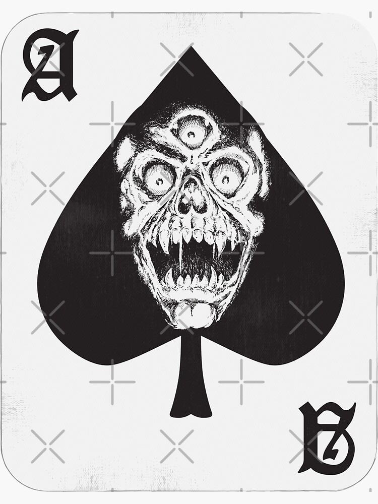 Ace of Spades Skateboard Sticker Horror Art by thebroodingmuse