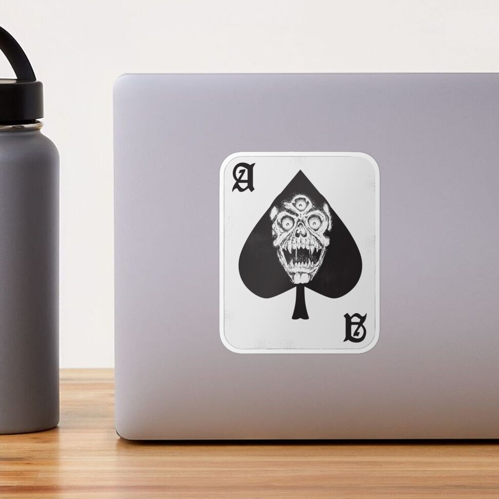 Ace of Spades Skateboard Sticker Horror Art Sticker