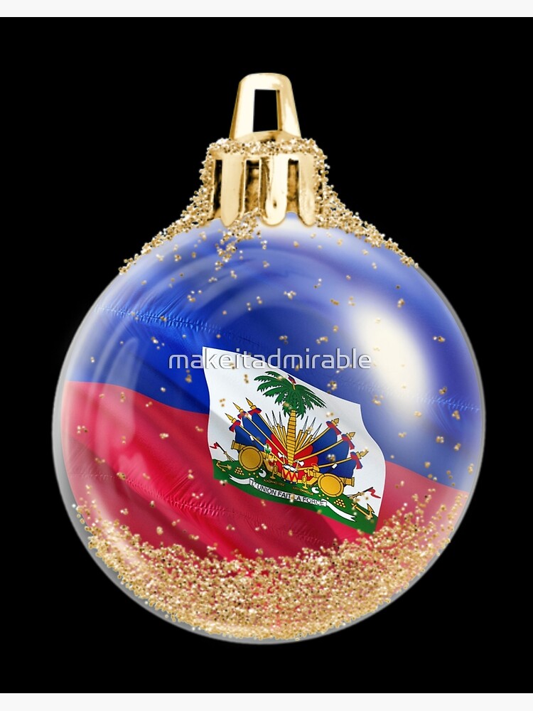 Flag Haiti - Waving Haitian Flag Jwaye Nwel Double Sided Round Shaped Flat  Aluminum Glossy Christmas Ornament Tree Decoration 