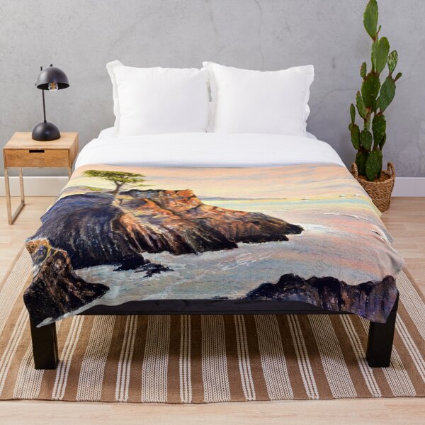 Lone Cypress Tree Pebble Beach California Throw Blanket