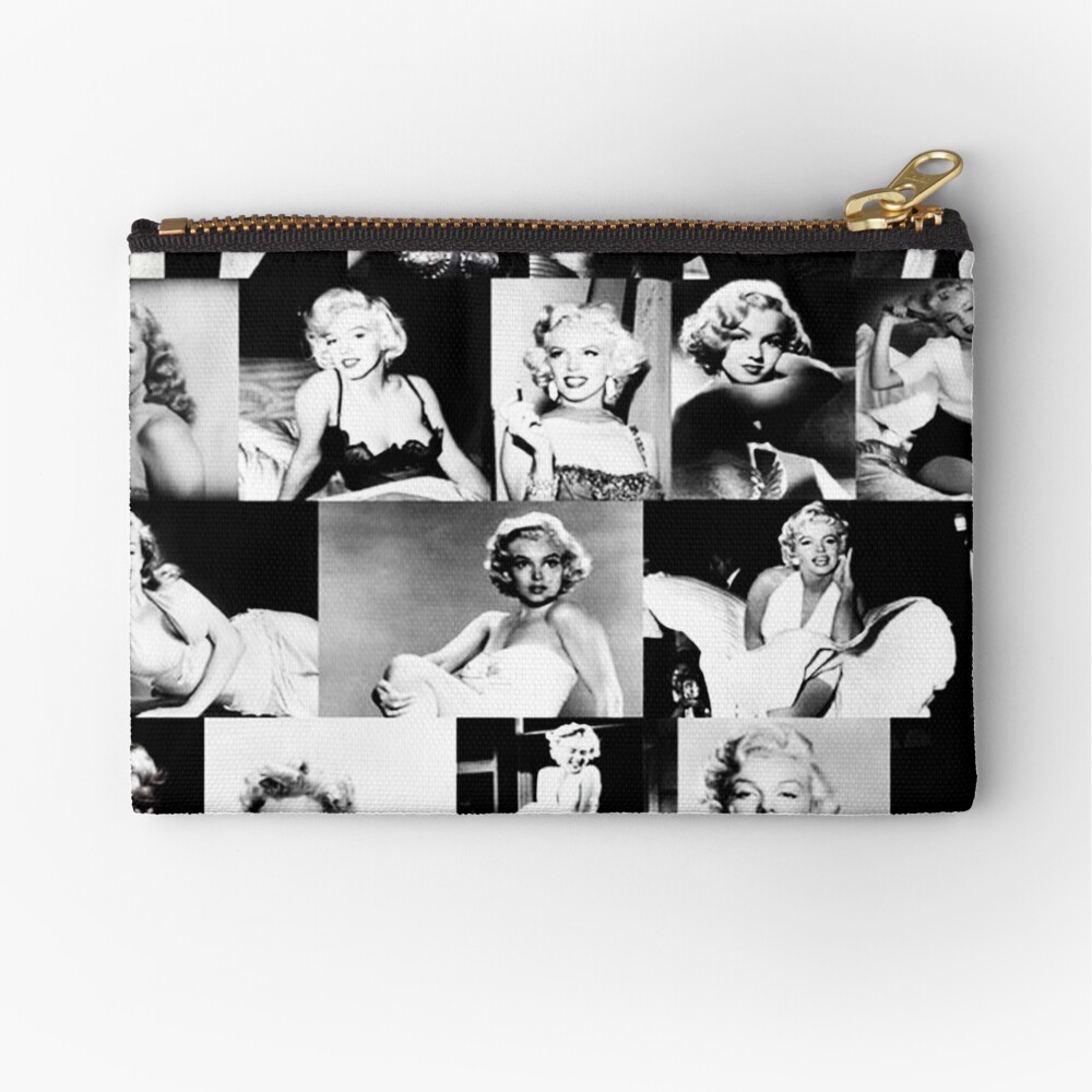 Black and White Marilyn Monroe Collage Vintage Zipper Pouch