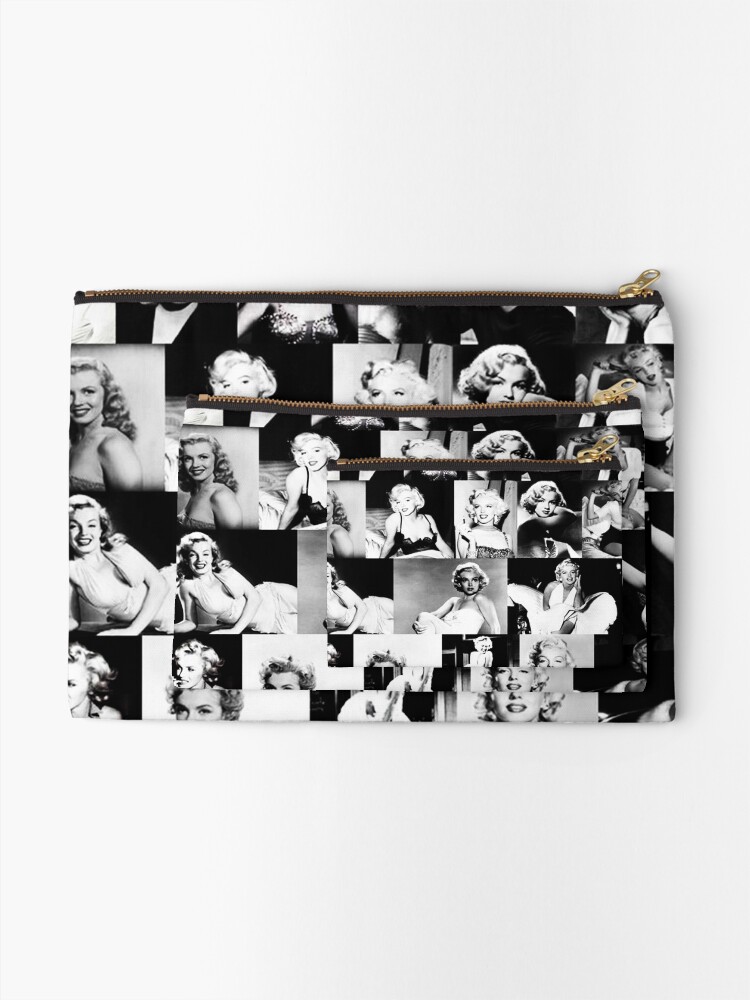 Alternate view of Black and White Marilyn Monroe Collage Vintage Zipper Pouch