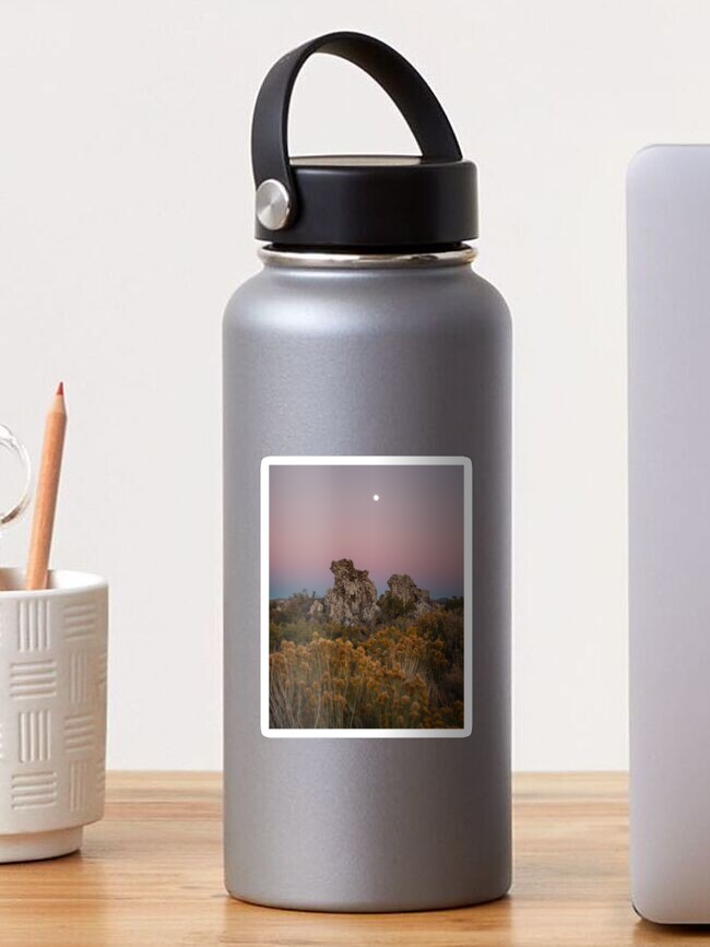 Thumbnail 1 of 3, Sticker, Evening and the Tufa Mono Lake designed and sold by littleoldhag.
