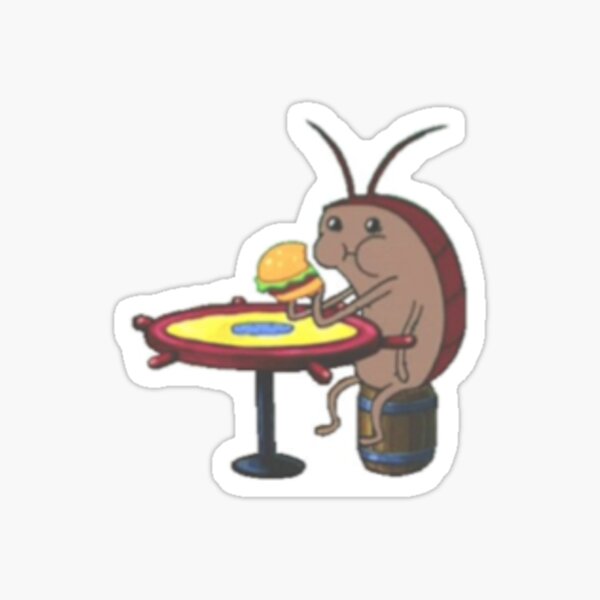 Spongebob Cockroach Eating a Krabby Patty - Small Sticker