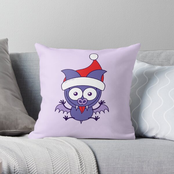 Christmas bat making funny faces Throw Pillow