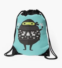 Ninjacado in Holiday Sweater Drawstring Bag