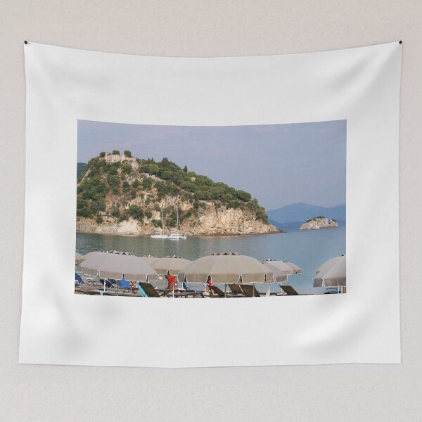 Item preview, Valtos beach and old castle on hill Parga Greece designed and sold by goceris.