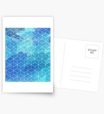 Abstract Watercolor polygon cube gift Postcards