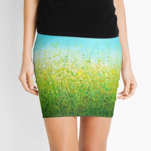 Yellow And Green Field Mini Skirt