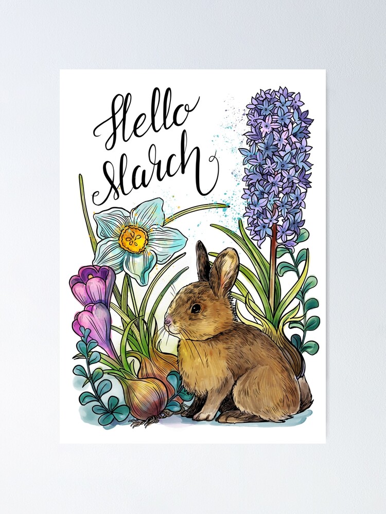 Cute postcard with funny rabbit card hello Vector Image