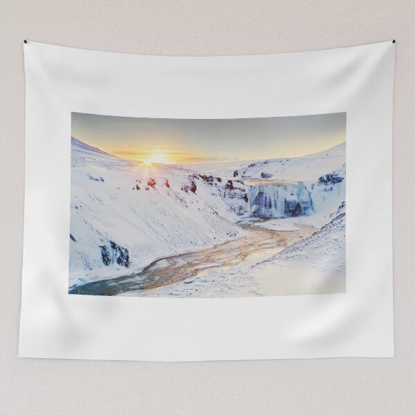 Item preview, Sunrise over frozen waterfall in Iceland.  designed and sold by Victoria Ashman.