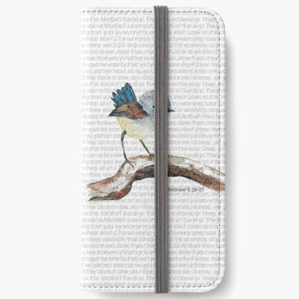 Don't worry, bird watercolor / Matthew 6:26-27 iPhone Wallet