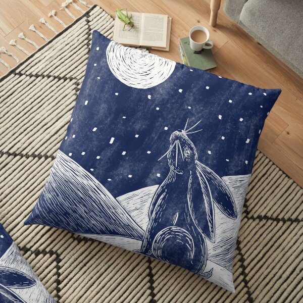 Moon hare in the snow Floor Pillow
