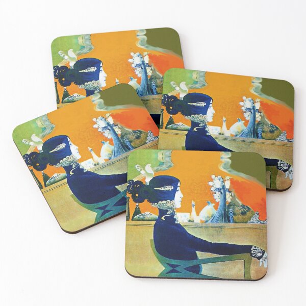 Item preview, DIVA IN BLUE ,ART NOUVEAU BEAUTY FASHION IN GREEN ORANGE YELLOW designed and sold by BulganLumini.