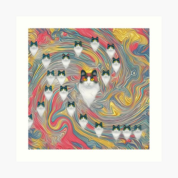 Abstract fibonacci cats Art Print