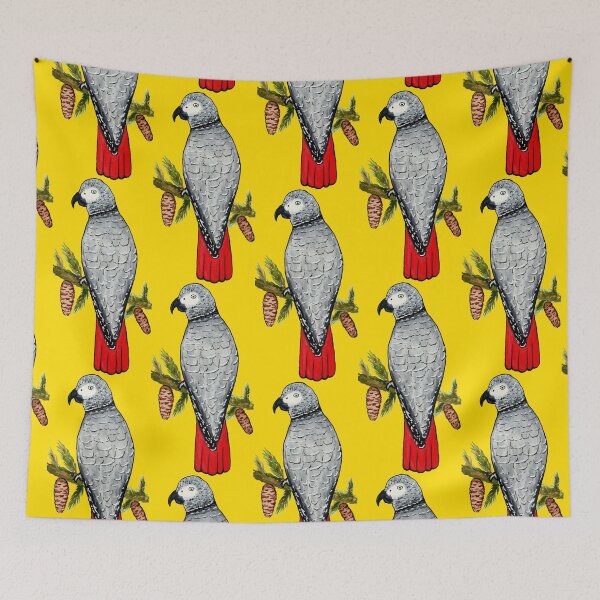 Item preview, African Grey on a Fir Tree Branch designed and sold by winkeltriple.