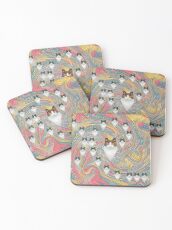 Abstract fibonacci cats Coasters