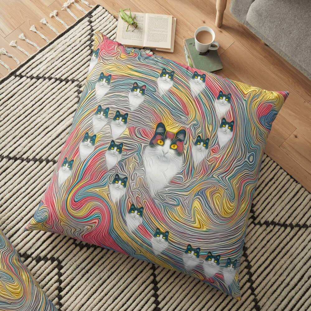 Abstract fibonacci cats Floor Pillow