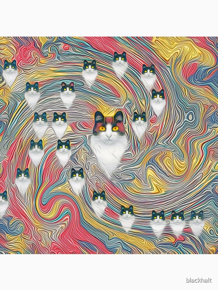 Aperçu 3 sur 3. T-shirt baseball manches ¾ avec l'œuvre Chats abstraits fibonacci créée et vendue par blackhalt.