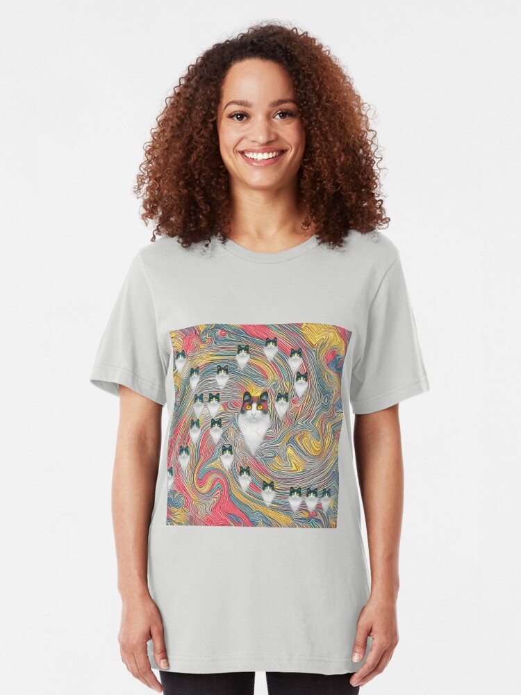 Alternate view of Abstract fibonacci cats Slim Fit T-Shirt