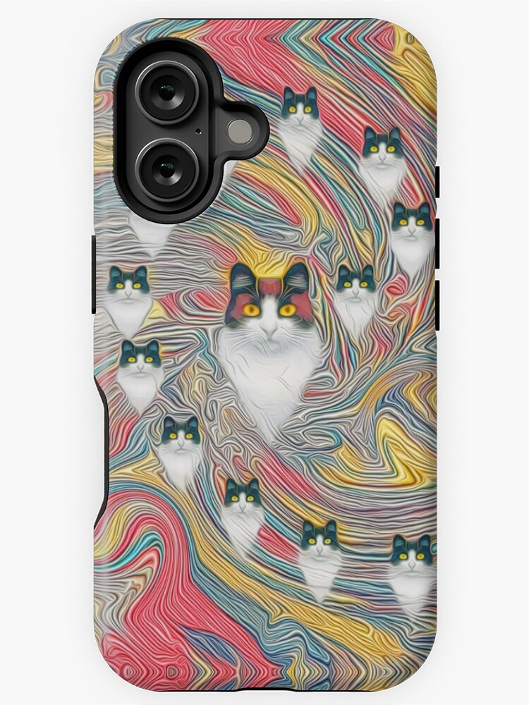 Aperçu 1 sur 4. Coque iPhone avec l'œuvre Chats abstraits fibonacci créée et vendue par blackhalt.