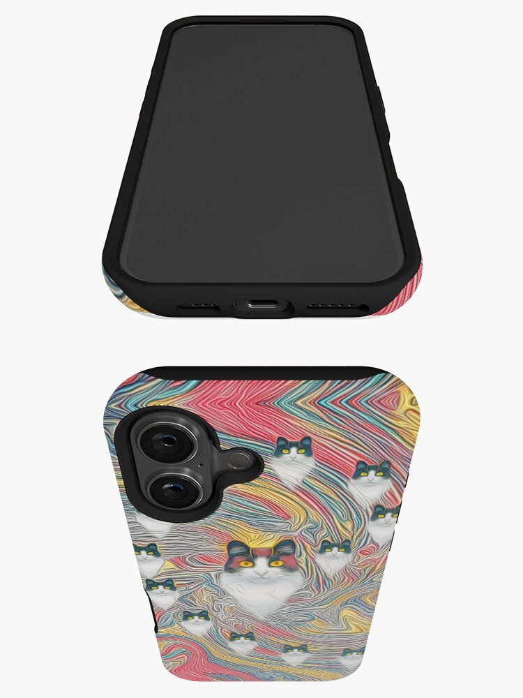 Aperçu 3 sur 4. Coque iPhone avec l'œuvre Chats abstraits fibonacci créée et vendue par blackhalt.