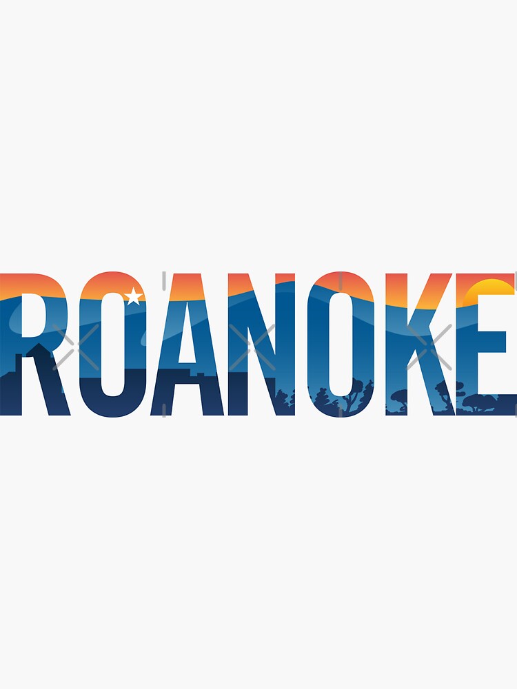 Roanoke pride illustration with mountains, star, city scape and sunset by hobrath