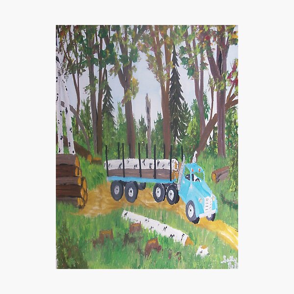 Logging Art Print forestry Dodge truck lumberjack timber wood logger ax men tree