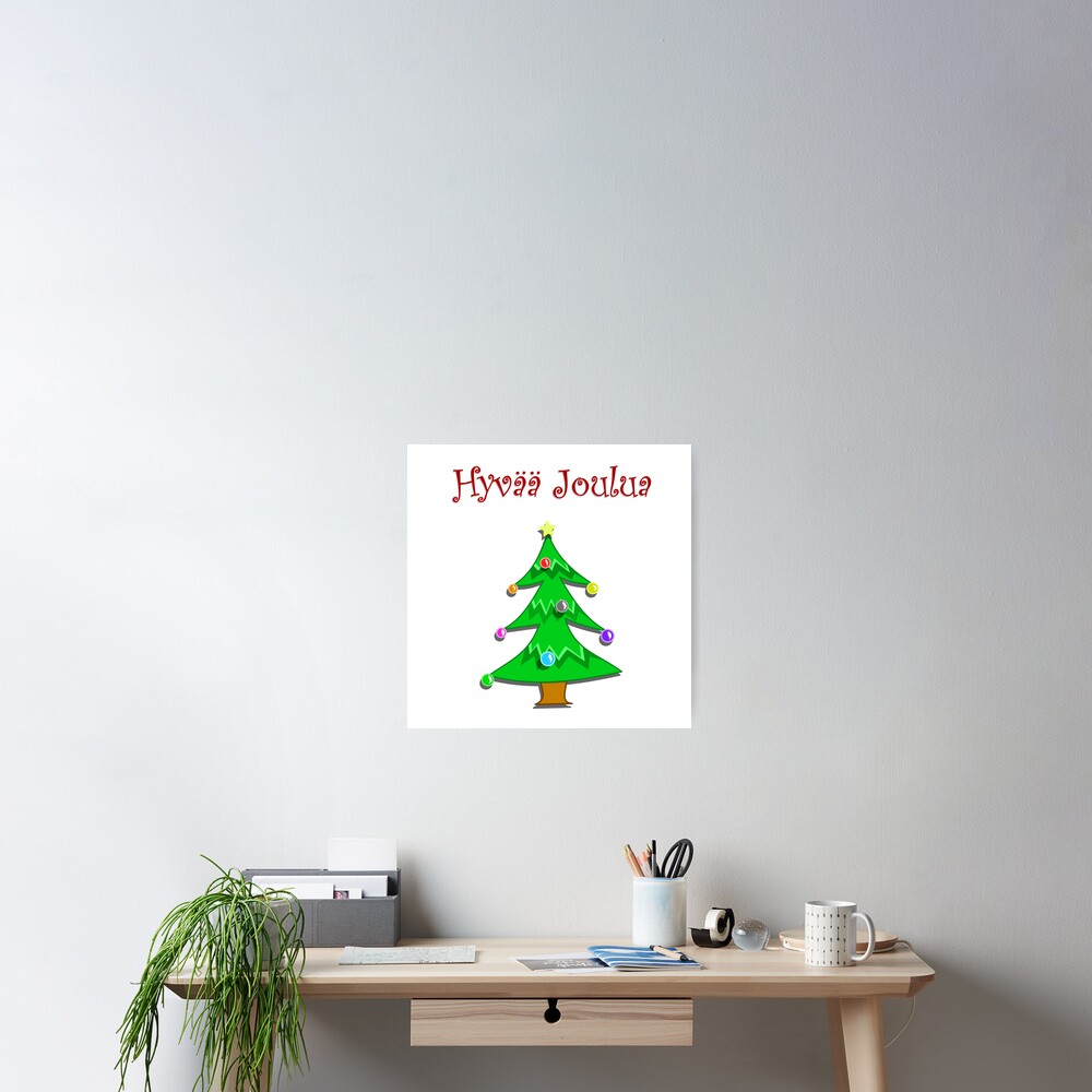 Poster Joyeux Noel En Finnois Finlande Hyvaa Joulua Par Jcseijo Redbubble