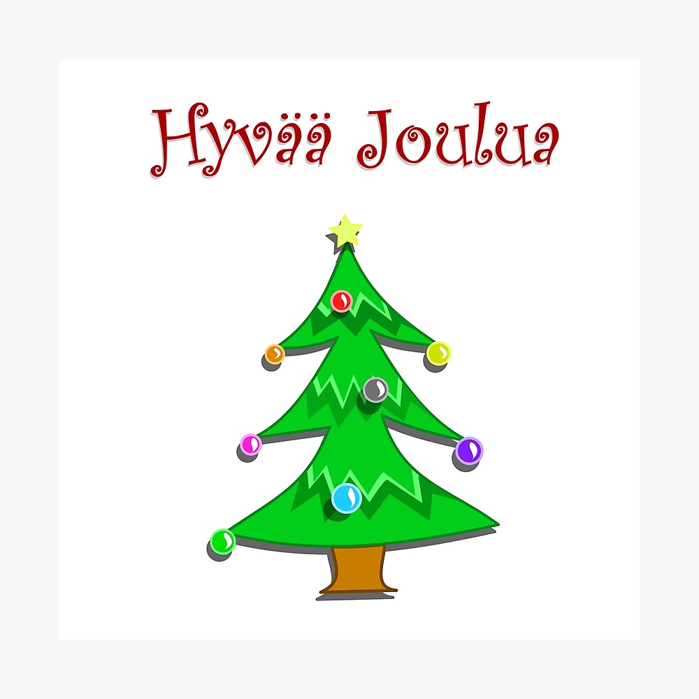 Poster Joyeux Noel En Finnois Finlande Hyvaa Joulua Par Jcseijo Redbubble