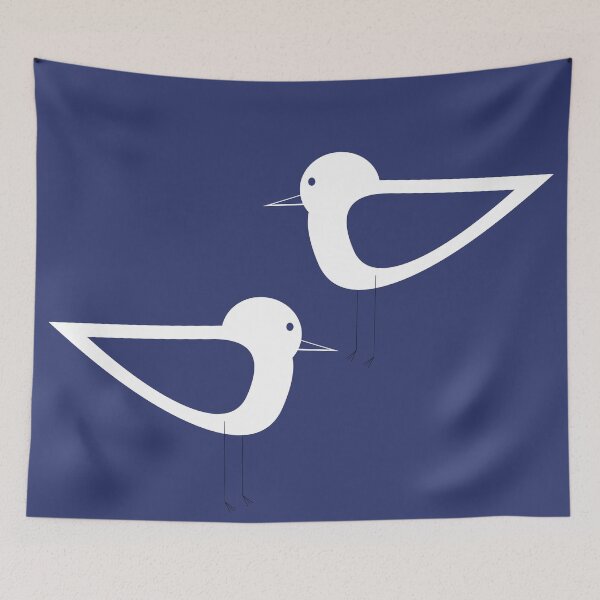 Item preview, Shorebird Pair in Navy Blue and White designed and sold by kierkegaard.