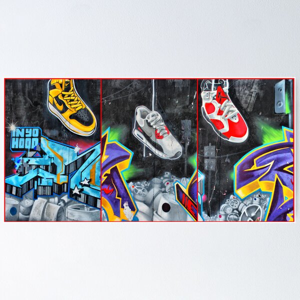 Graffiti Air Hi Tops Sneaker Shoes Nike Jordan Graffiti Pop Art Modern Wall  Art