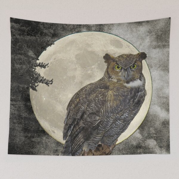 Item preview, Rustic Great Horned Owl Bird Moon A271 designed and sold by byNicol.