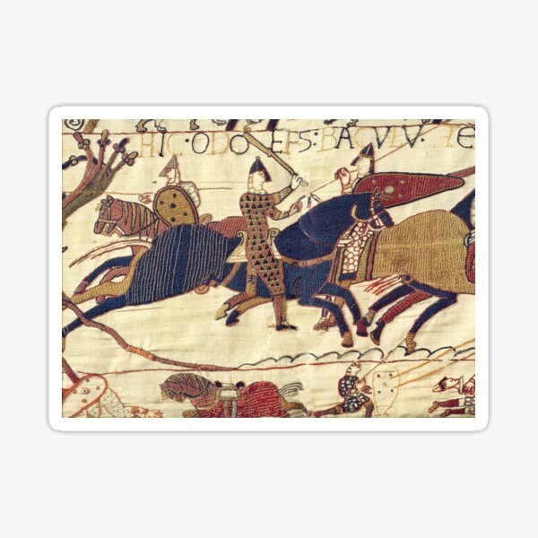 Bayeux Tapestry. Depicting Odo, Bishop, rallying troops during the Battle of Hastings. Sticker
