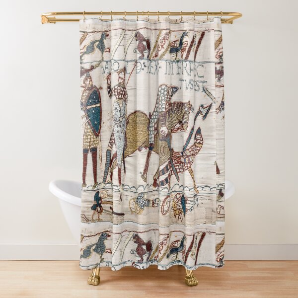 Bayeux Tapestry. King Harold is killed. Arrow in eye. Shower Curtain