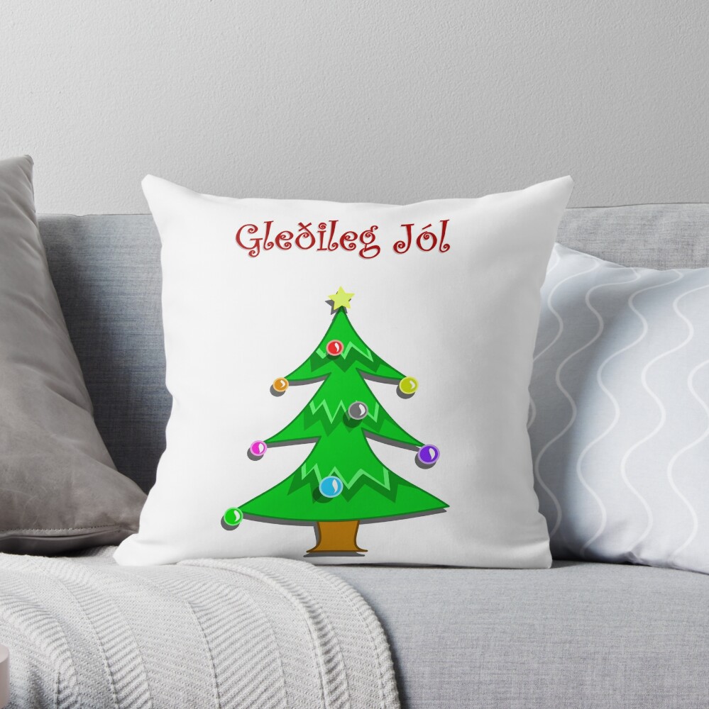 Happy Christmas In Islandic Iceland Gledileg Jol Floor Pillow By Jcseijo Redbubble