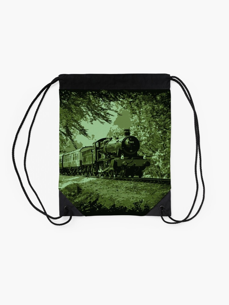 Alternate view of Steam Train in Green Drawstring Bag