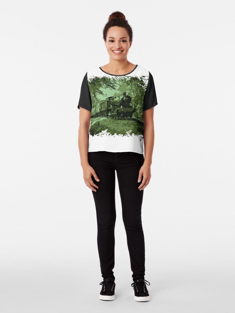 Alternate view of Steam Train in Green Chiffon Top