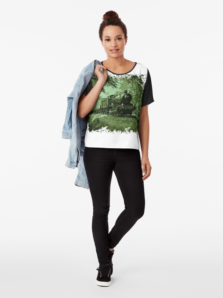 Alternate view of Steam Train in Green Chiffon Top
