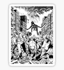 Lava Monster City Burn Horror Art Sticker