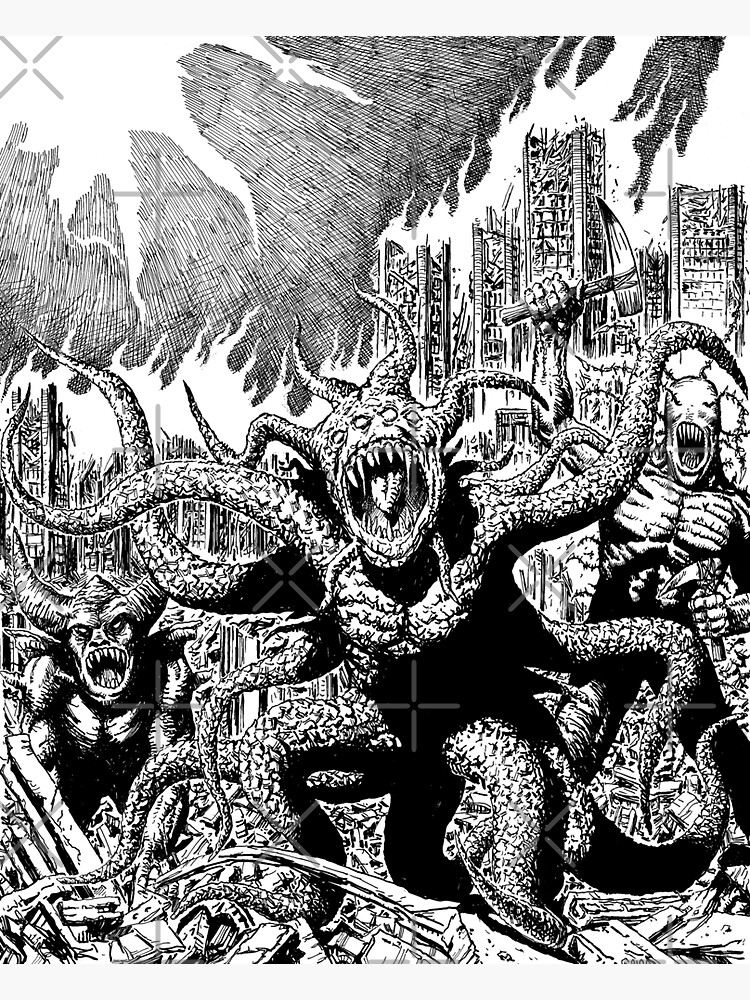 City Burn Monster Horror Art by thebroodingmuse