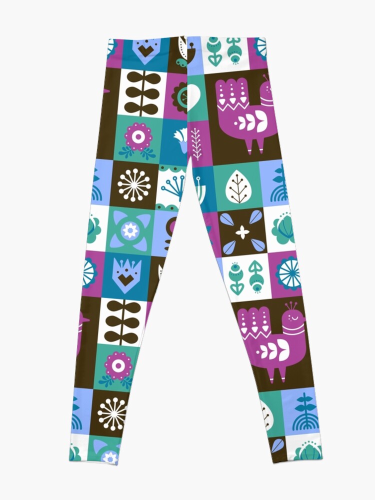 Alternate view of Scandinavian Midcentury Modern Composition With Birds And Flowers Leggings