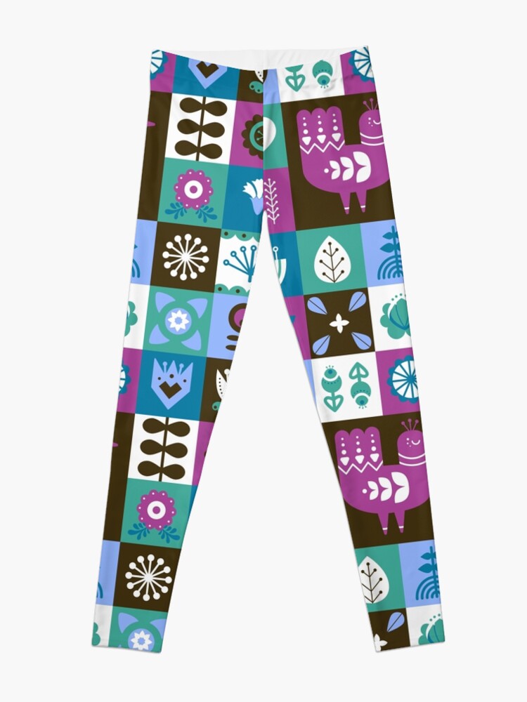 Alternate view of Scandinavian Midcentury Modern Composition With Birds And Flowers Leggings