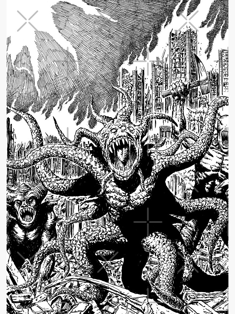 City Burn Monster Horror Art by thebroodingmuse