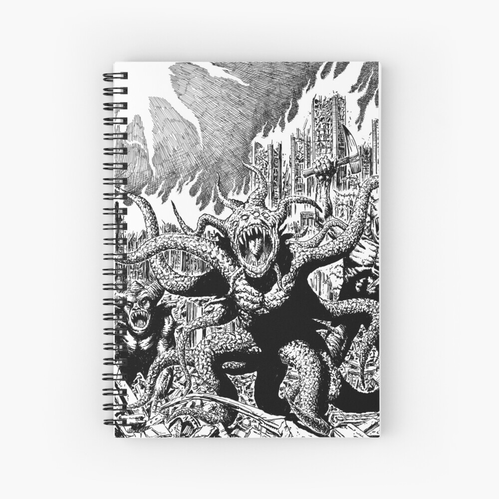 City Burn Monster Horror Art Spiral Notebook