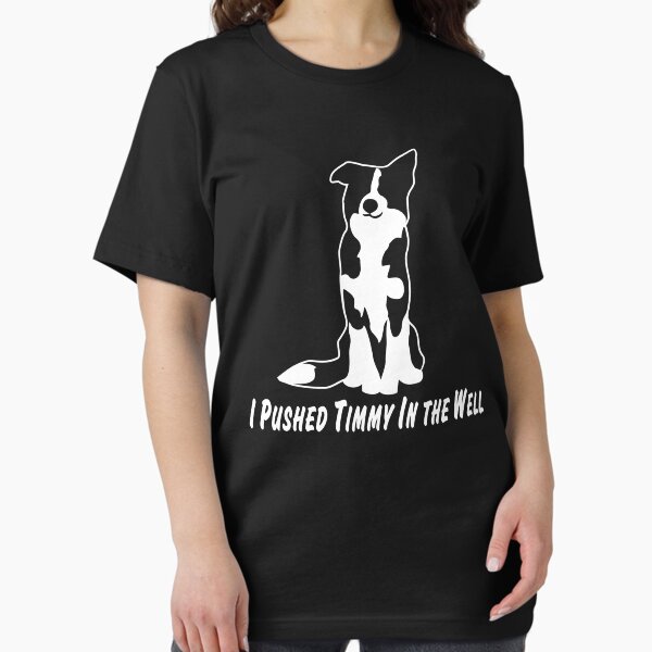 Vista previa del artículo con la obra «Empujé a Timmy al pozo | Border Collie® divertido | NickerStickers en Redbubble», diseñado y vendido por NickerStickers.