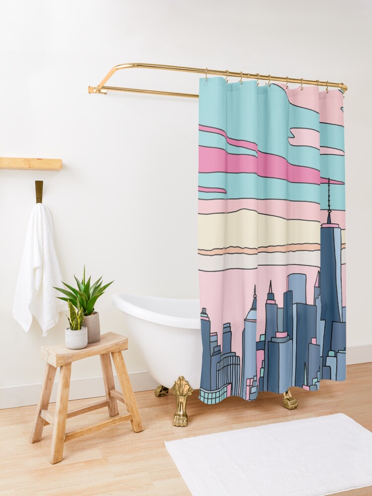 Alternate view of City sunset by Elebea Shower Curtain
