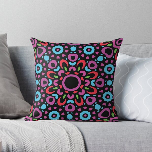 Floral Abstract Multi Colour Mandala 1 Throw Pillow