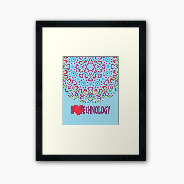 Floral Abstract Mandala, I Luv Technology 4b Framed Art Print